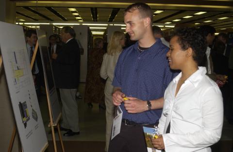 Event Attendees Look At Display Panels, Groundbreaking Event for Academic Resource Centre (ARC), Bladen Wing Library