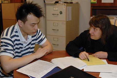Student with Instructor at Writing Centre