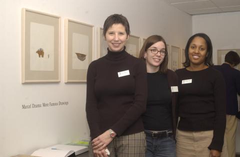 Ann MacDonald, Kelly Lisle and Maxine Francis, Opening Reception, Marcel Dzama: More Famous Drawings, The Gallery, the Meeting Place.