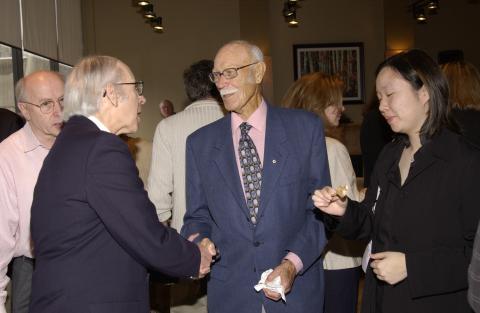 John Kennedy (far left) and other Attendees Speak with Ralph Campbell, Opening Event for Ralph Campbell Lounge