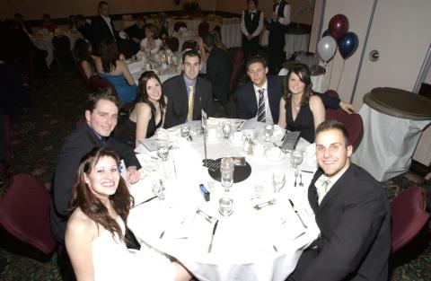 Students at Table, Scarborough Campus Athletic Association Banquet, Delta East Hotel
