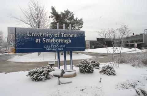 Exterior, UTSC Entrace Sign off of Military Trail, and Student Centre, Winter