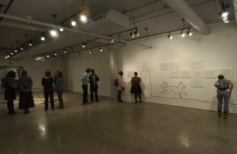 People view Artworks, "Quantal Strife" Exhibition Opening, Doris McCarthy Gallery