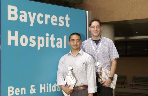 Co-op Students by Baycrest Hospital Sign, Psychology Co-op Placement, Baycrest Hospital, Promotional Image