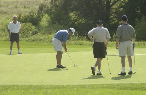 Four Players on Green, Alumni Golf Tournament, Angus Glen Golf Club