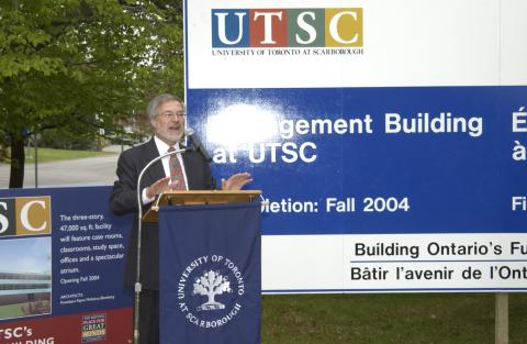 Paul Thompson Speaking, Groundbreaking Event for Management Building (MW), Outdoors, On Site