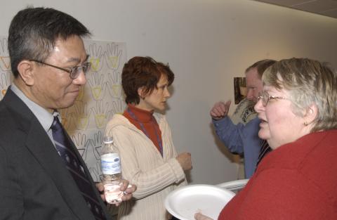 Kwong-loi Shun Talks with Attendee, Launch of Principal's Advisory Committee on Positive Space, Art Gallery (University of Toronto Scarborough), the Meeting Place