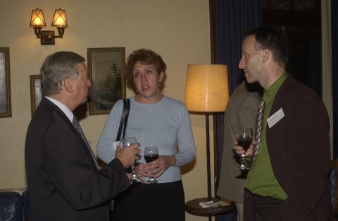 Andre Sorensen Talks with Event Guests, Unidentified Launch Event, Miller Lash House