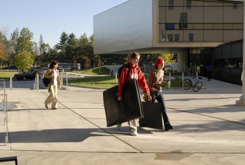 Students Walk Past Student Centre, Towards Arts and Administration Building (AA) and Bladen Wing (BW)