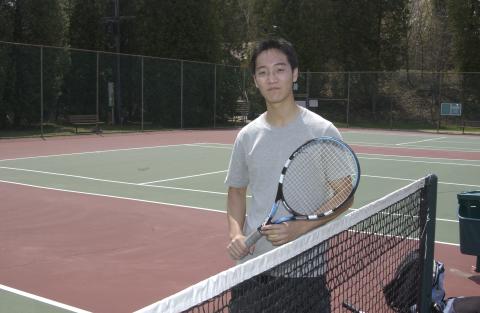 Tennis Player by Net, Tennis Courts, Lower Campus (Valley), Promotional Image