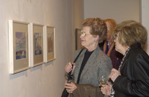 Guests View Doris McCarthy Artwork at Exhibition, Wynick-Tuck Gallery