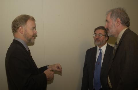 Steve Gilchrist Speaks with Paul Thompson and other Dignitary, Opening of Computer Lab funded by ATOP Program