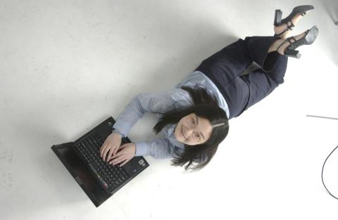 Marissa Chan, Student with Computer, Promotional Image for New Media Studies