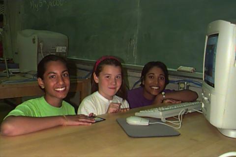 Three Campers at Computer, Camp U of T Scarborough