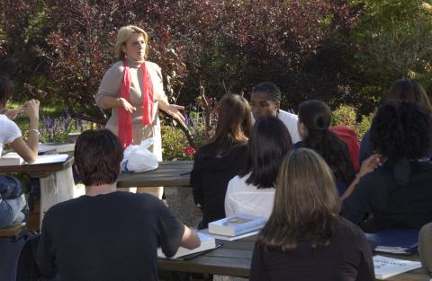 Teaching Outside, Class Taking Place on H-Wing Patio