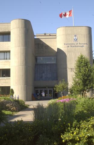 Exterior, Science Wing (SW) Entrance, Trees and Flowers