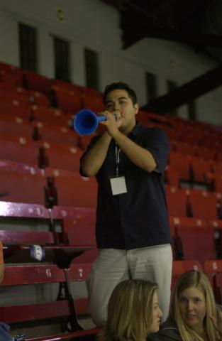 Student with Vuvuzela, Varsity Arena, St. George Campus
