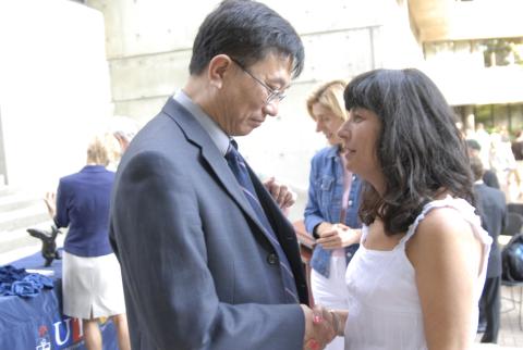 Kwong-loi Shun with Colleague, Principal's Farewell Event for Kwong-loi Shun, H-Wing Patio