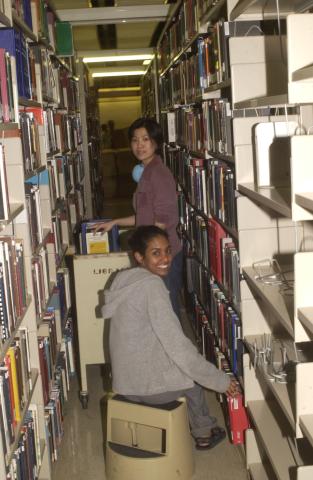 Staff Shelve Books in the Library Stacks