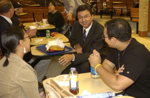 David Naylor Eating with Students, (Opening Event for Arts & Administration Building (AA)), Seating Area, Marketplace, H-Wing