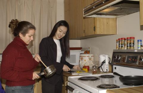 Two Students Cooking, UTSC Residence Kitchen