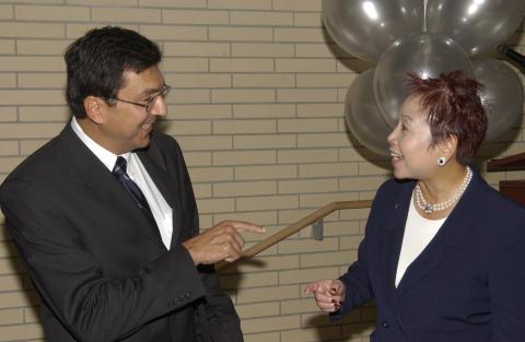 David Naylor Speaks with Dignitary, Opening, Arts & Administration Building (AA)