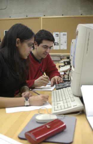 Two Students Working at Computer