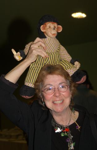 Frances Burton with Toy Monkey