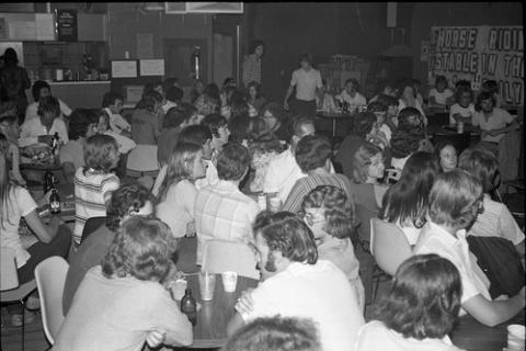 Crowd of Students Seated in College Pub