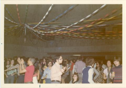 Students Dancing Beneath Streamers in The Meeting Place