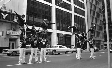 Cheerleaders Posing on Bloor Street During Homecoming Parade