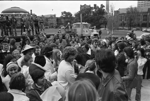 Crowd of Students on King's College Circle