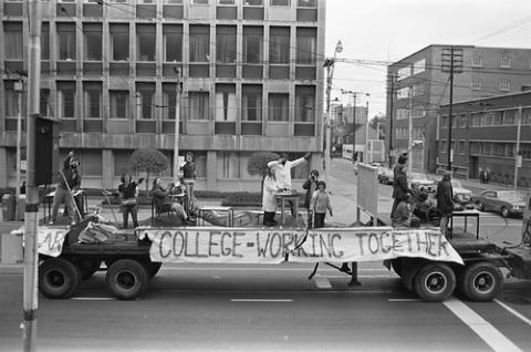 Scarborough College Float in Homecoming Parade