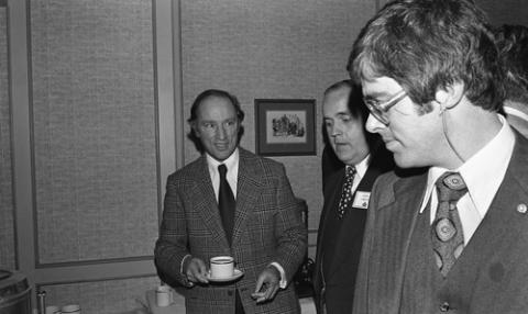 Pierre Trudeau with Coffee Cup
