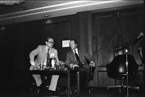 Pierre Trudeau Listening to Person Seated Beside Him