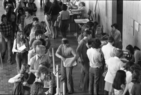 Crowd of Students by Registration Tables