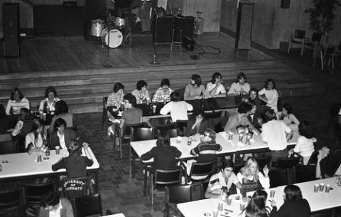 Crowd of Students at Tables in The Meeting Place