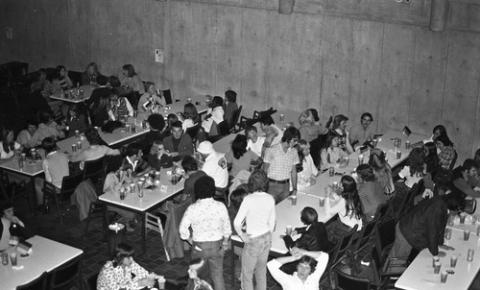 Crowd of Students at Tables in The Meeting Place
