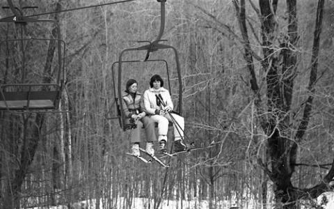 Two Students on Ski Lift