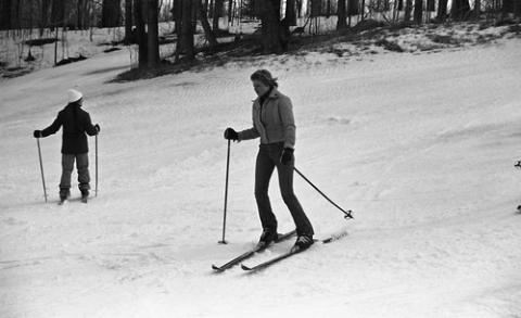 Student Skiing Down Hill