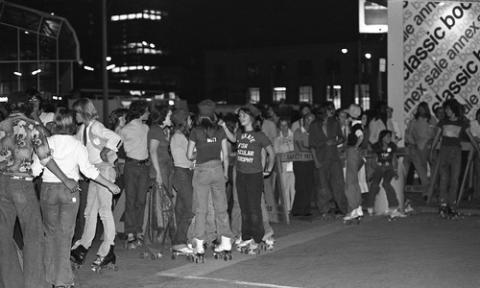 Crowd of Students in Rollerskates