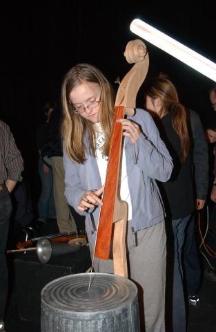 Audience Member (?) Trying Out Musical Instrument, Concert, Theatre and Music Program, Klangwerk, Leigha Lee Browne Theatre