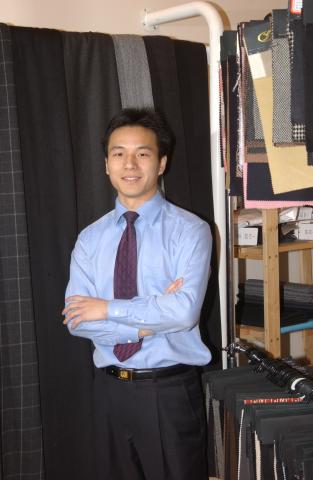 Rocky Zhou with Fabric Samples