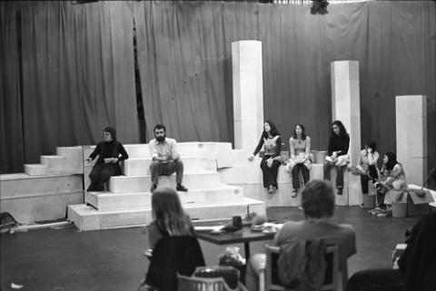 Prof. Michal Schonberg Seated On Stage with Students, TV Studio One