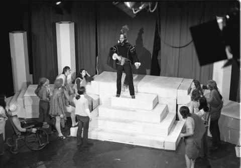 Costumed Student on Top of Set