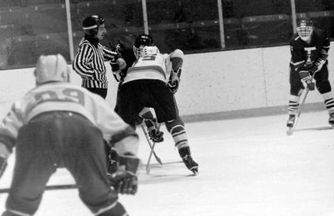 Scarborough College and Faculty of Forestry Hockey Players Facing Off