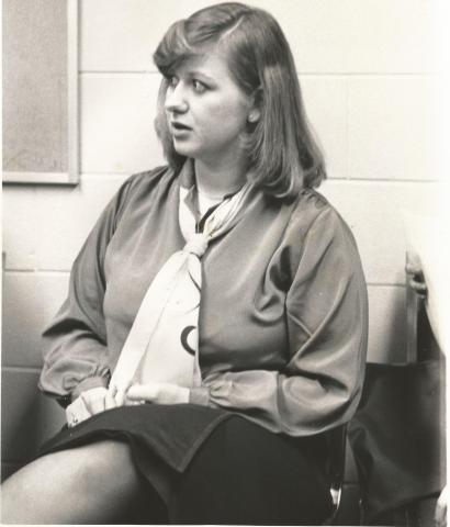 Sue Nickolic Seated at Student Council Meeting